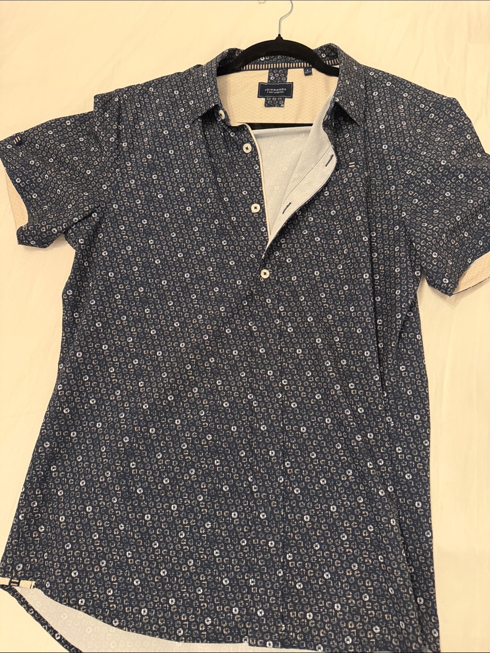 7 diamond Blue Patterned Short-Sleeve shirt